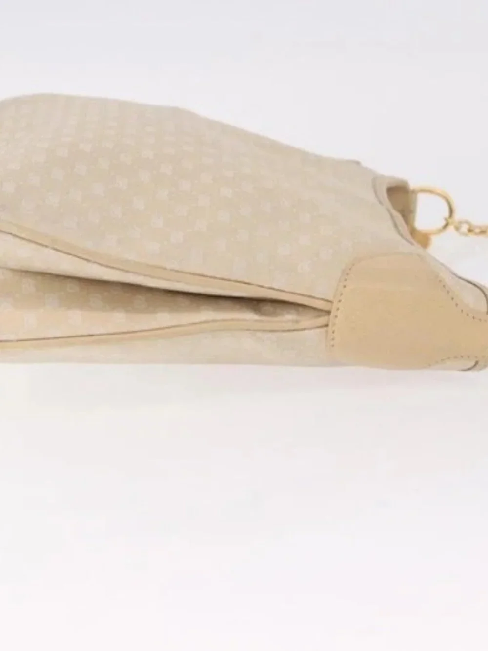 GUCCI Micro GG Canvas Bamboo Chain Shoulder Bag Ivory Gold Auth 186588